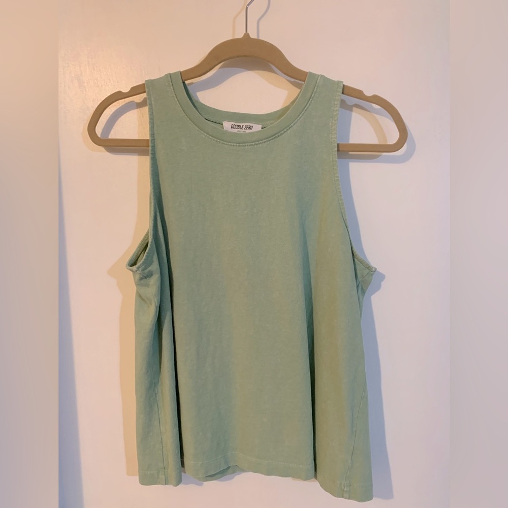 Sage green, sleeveless top. Size L.